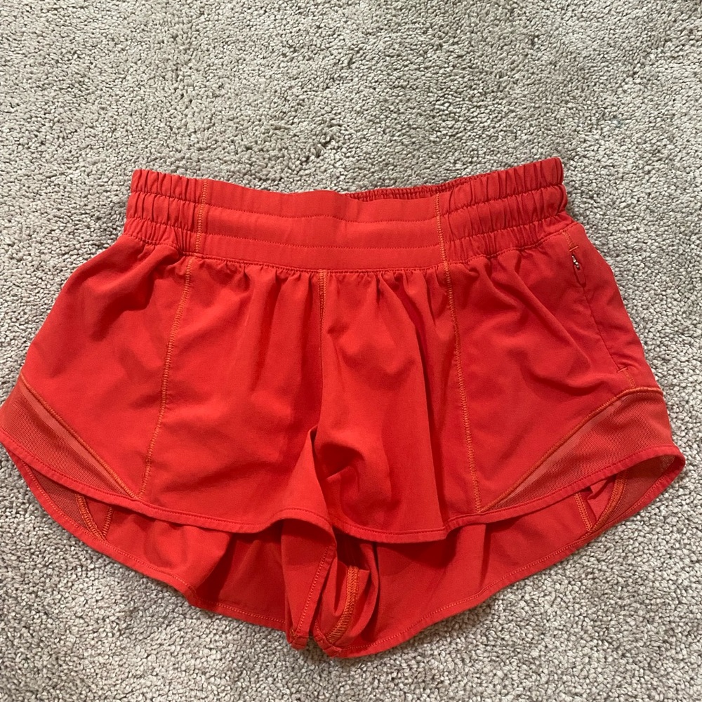 lululemon shorts carnation red